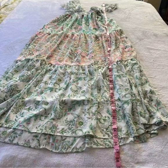House Of Harlow 1960 x Revolve Tiered Ruffle Pastel Paisley Maxi Dress size med - Picture 9 of 14